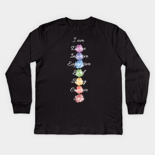 Seven Chakra Energy Affirmation Kids Long Sleeve T-Shirt